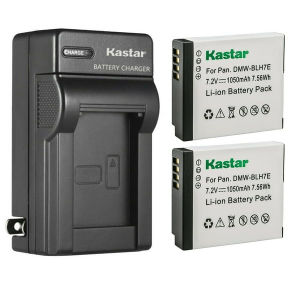 Kastar 2-Pack Battery and AC Wall Charger Replacement for Panasonic DMW-BLH7, DMW-BLH7E, DMW-BLH7PP, DMW-BLH7GT Battery, DE-A98, DE-A99 Charger, Lumix DC-GX850, DMC-GM1, DMC-GF7, DMC-LX10 Cameras