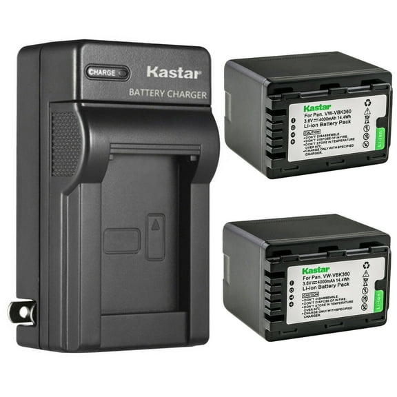 Kastar 2-Pack Battery and AC Wall Charger Replacement for Panasonic SDR-T70, SDR-T70K, SDR-T70P, SDR-T71, SDR-T71K, SDR-T76, SDR-T76K, SDR-T95, HC-V10, HC-V10EB-K, HC-V10EB-R, HC-V10EG-K, HC-V10EG-R