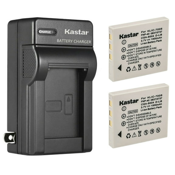 Kastar 2-Pack Battery and AC Wall Charger Replacement for Pentax D-Li8 D-Li85 Battery, Pentax D-BC8 Charger, Pentax Optio X, Optio A10, Optio A20, Optio A30, Optio A36, Optio A40, Optio E65, Optio L20