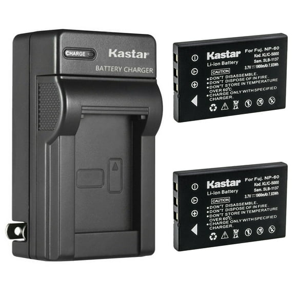 Kastar 2-Pack Battery and AC Wall Charger Replacement for Ricoh DB-40 DB-43 BJ-2, Ricoh Caplio 300G, Caplio 400G wide, Caplio G3, Caplio G4, Caplio G4 wide, Caplio RR10, Caplio RR30