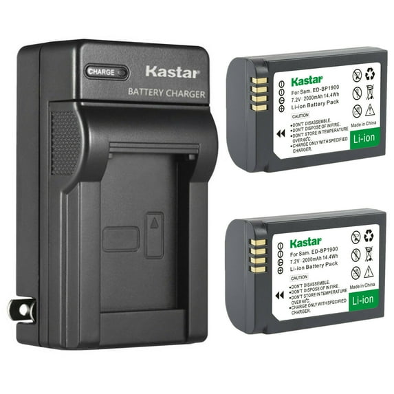Kastar 2-Pack Battery and AC Wall Charger Replacement for Samsung ED-BP1900 EDBP1900 ED-BP1900/US, BP-1900 Battery, Samsung ED-BC4NX03, ED-BC4NX03/US Charger, Samsung EV-NX1ZZZBMBUS, EV-NX1ZZZBQBUS