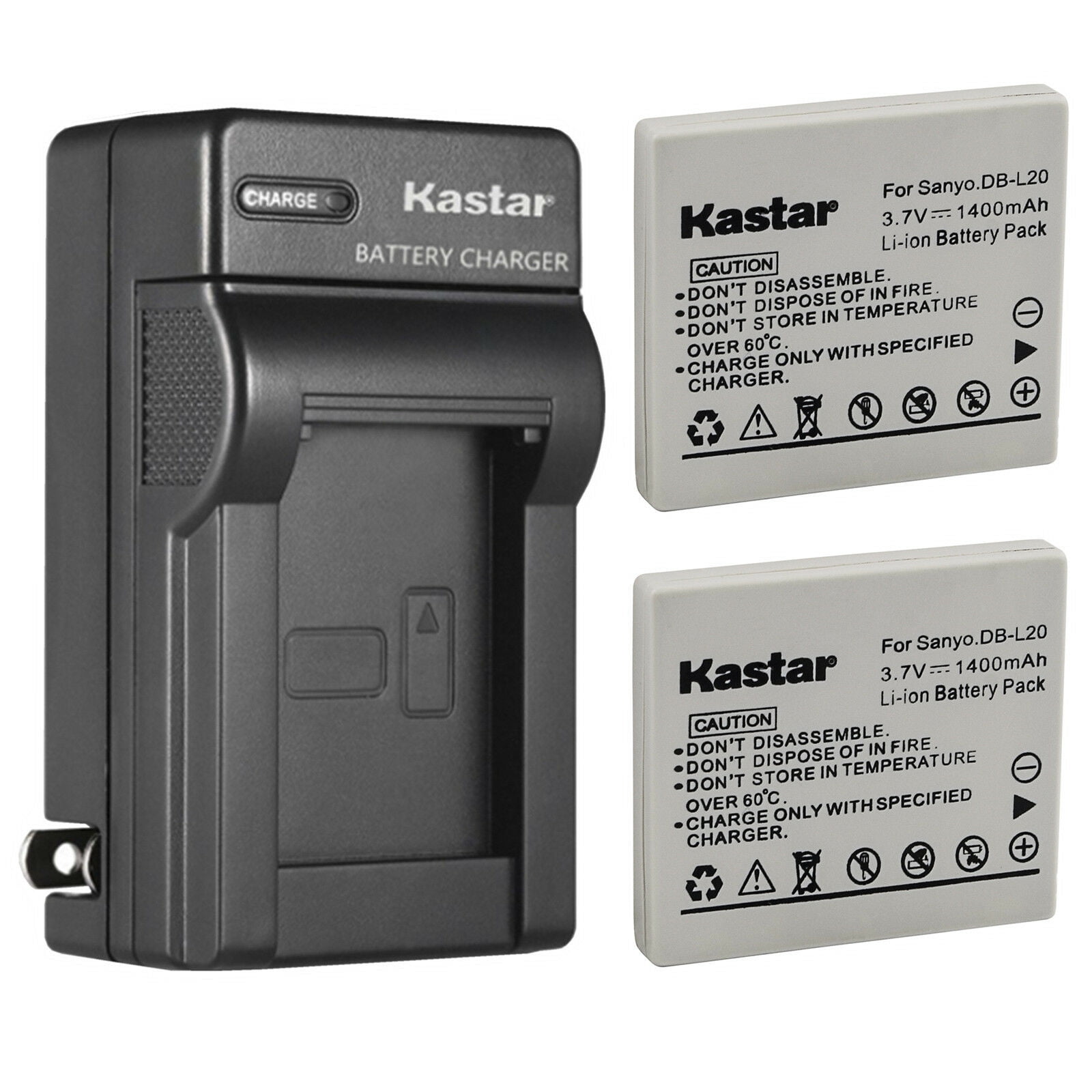 2-Pack Replacement Battery & Charger For Sanyo Xacti Cameras – Compatible With DB-L80, VPC-GH Series, VPC-X1200 & More | 1200mAh, 3.7V Li-ion