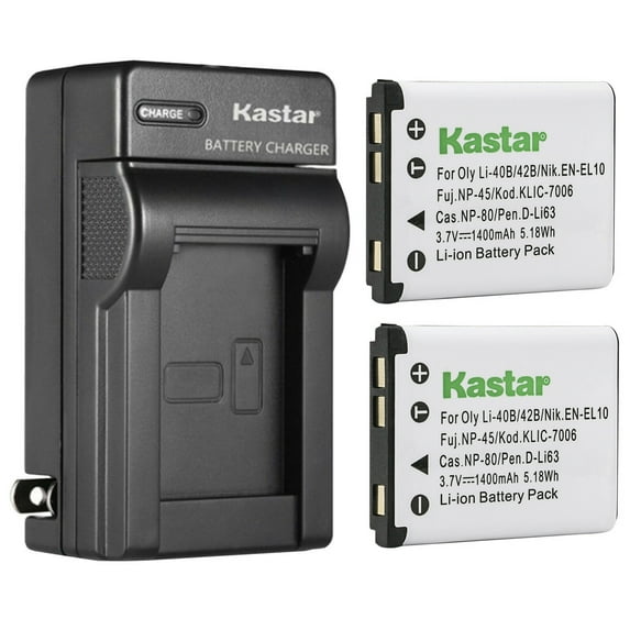 Kastar 2-Pack Battery and AC Wall Charger Replacement for Sanyo Xacti VPC-T1495, Xacti VPC-T1496, Xacti VPC-TP1000 Camera, HP (Hewlett Packard) PW460t PW550z SW450, Minolta MN12Z Digital Camera