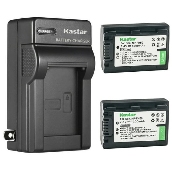Kastar 2-Pack Battery and AC Wall Charger Replacement for Sony NP-FH30, NP-FH40, NP-FH50, NP-FH70, NP-FH100 Battery, Sony AC-VQH10, BC-TRV, BCTRV, BC-VH1 Charger, Sony HDR-UX5, HDR-UX7, HDR-UX9 Camera
