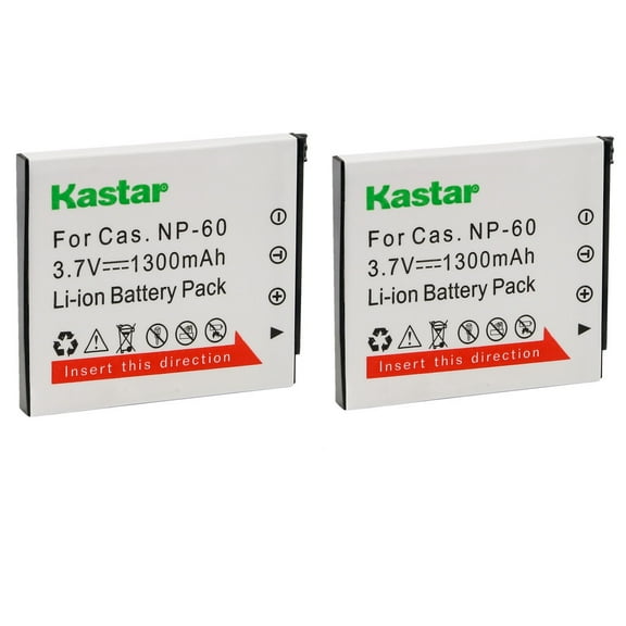 Kastar 2-Pack Battery CNP-60 Replacement for Casio NP-60 CNP-60 CNP60 Battery, Casio BC-60 BC-60L Charger