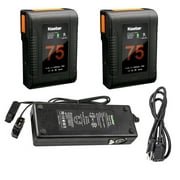 Kastar 2-Pack BP-Z75W Battery and Dual D-Tap Charger Compatible with Sony BP-65H BP-90 BP-95W BP-150W BP-190W BP-FL75 BP-GL65 BP-GL95 BP-GL95A BP-IL75 BP-L40 BP-L40A V-Mount / V-Lock Battery