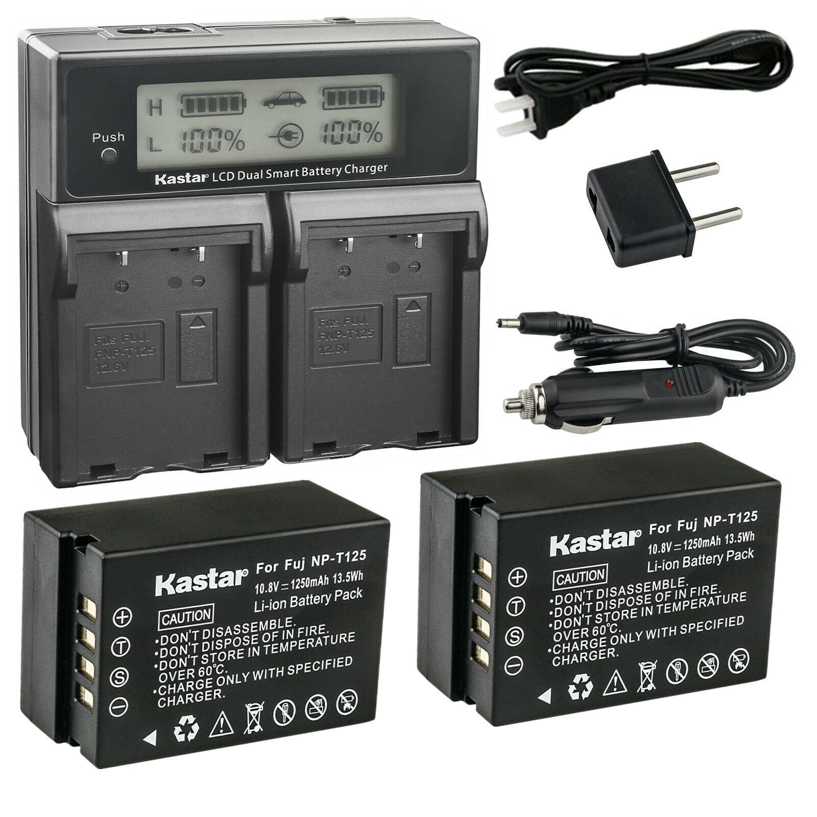 Kastar AC LCD Dual Fast Charger Compatible with Fujifilm NP-T125