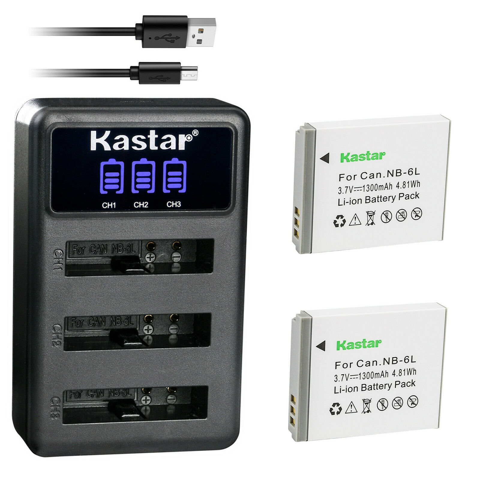 Kit Batteria NB-6L E Caricatore Dual USB Con Display LCD Per Canon PowerShot E ELPH