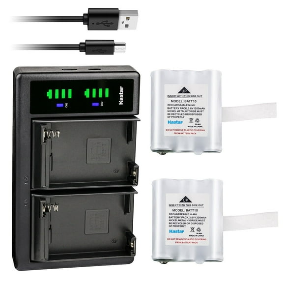 Kastar 2-Pack Battery and LTD2 Charger Compatible with Midland BATT10 BATT-10 AVP13 MID-AVP13 Battery, T71 T-71 T75 T-75 T77 T-77 T79 T-79, X-Talker T71 T-71 T75 T-75 T77 T-77 T79 T-79 Two Way Radios