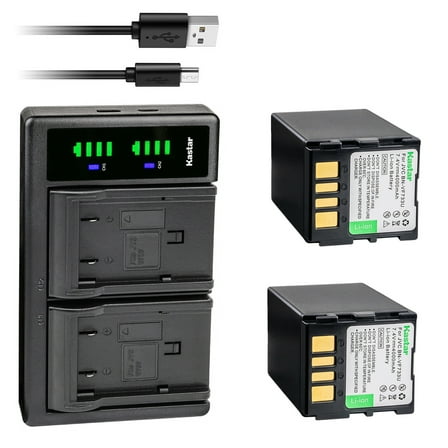 Kastar 2-Pack Battery + LTD2 Dual USB Charger Compatible with JVC GR-D396 GR-D396AA GR-D396E GR-D396EK GR-D396EX GR-D396EZ GR-D396U GR-D396US GR-D450 GR-D450E GR-D450EG GR-D570 GR-D570KR GR-D640