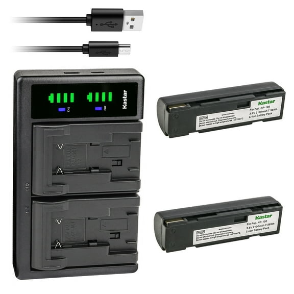 Kastar 2-Pack Battery and LTD2 USB Charger Compatible with Fujifilm NP-100 NP100 FNP100 Batttery, JVC BN-V101 BN-V101E DDNP-100 Battery, NP-100 Battery