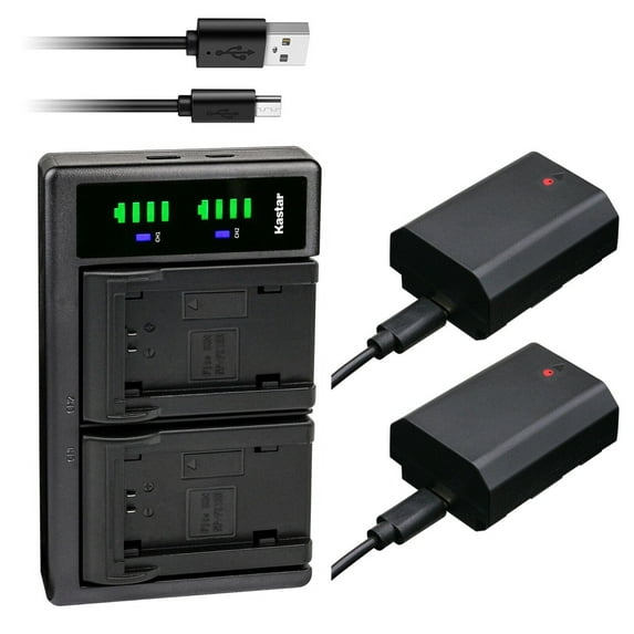 Kastar 2-Pack Battery and LTD2 USB Charger Compatible with Sony Alpha 7R V Mirrorless Camera, FX3, FX30 Digital Cinema Camera, FX30 Super 35 Camera, Alpha 9 α9, Alpha A9 / ILCE-9, Alpha A 9 Camera