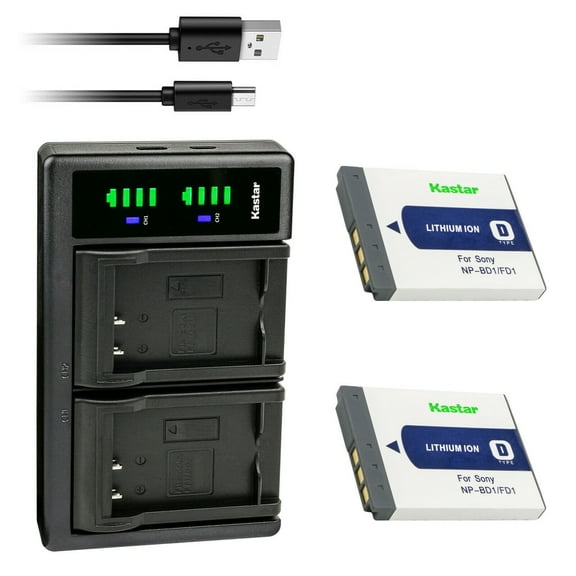 Kastar 2-Pack Battery and LTD2 USB Charger Compatible with Sony NP-BD1 NP-FD1 Battery, BC-CSD BC-CS3 Charger, Sony Cyber-shot DSC-G3, Cyber-shot DSC-T2, Cyber-shot DSC-T70, Cyber-shot DSC-T75 Cameras