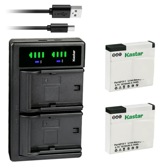 Kastar 2-Pack Battery and LTD2 USB Charger Compatible with Xiaomi YI AZ13-1, AZ13-2 Battery, Xiaomi Yi Action Camera, Yi 1 Action Camera, Xiaomi Xiaoyi 1080P 16.0MP CMOS Sports Action Camera Camcorder