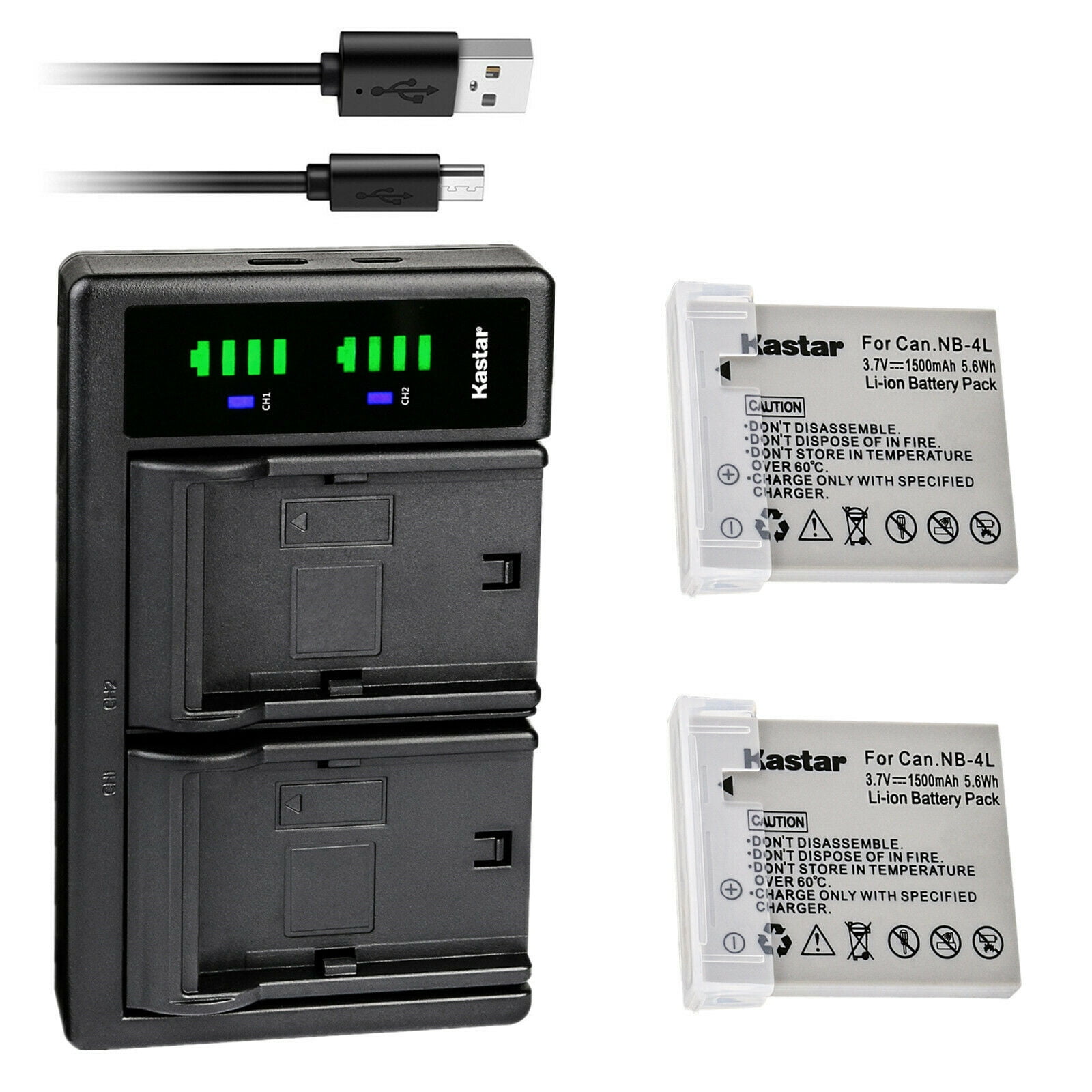Kastar 3-Pack NB-5L Battery & Charger For Canon Powershot Cameras (S100, SX200, SD700, SD900 & More)