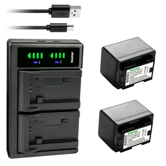 Kastar 2-Pack Battery and LTD2 USB Charger Replacement for Canon VIXIA HF R72 HFR72, VIXIA HF R80 HFR80, VIXIA HF R82 HFR82, VIXIA HF R300 HFR300, VIXIA HF R400 HFR400, VIXIA HF R500 HFR500