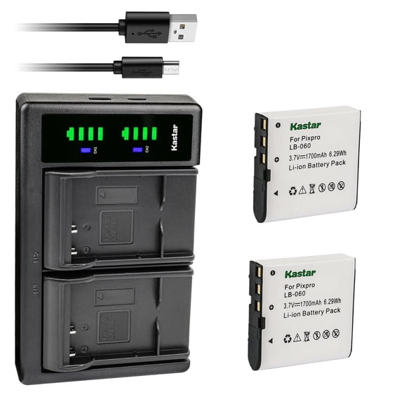 Kastar 2-Pack Battery and LTD2 USB Charger Replacement for Creative Lab Vado mini camcorder, Digilife DDV-JH12Z, DDV-R81, HDD-3, Digipo DDV-H8, DDV-P802, DDV-P801, DDV-V30, HDV-H8, HDV-H9