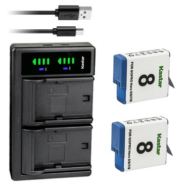 Kastar LCD Triple Battery Charger Kit For GoPro HERO8 - Includes 2x 1680mAh Batteries (AHDBT-801 / AHBBP-801 Compatible)