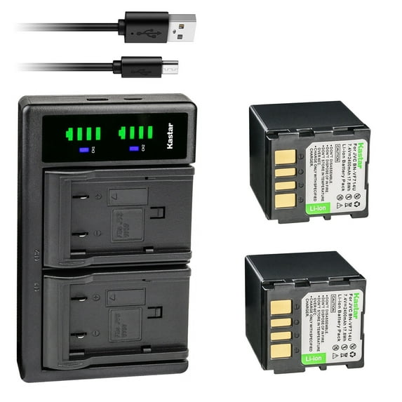 Kastar 2-Pack Battery and LTD2 USB Charger Replacement for JVC GR-D270TW GR-D270U GR-D270US GR-D271 GR-D271U GR-D271US GR-D272 GR-D272US GR-D273 GR-D273AG GR-D273US GR-D275 GR-D275U GR-D275US