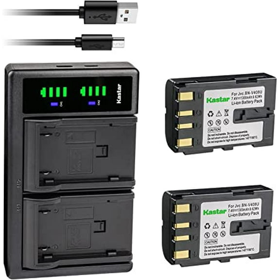 Kastar 2-Pack Battery and LTD2 USB Charger Replacement for JVC GR-DVL512, GR-DVL515, GR-DVL517, GR-DVL520, GR-DVL522, GR-DVL525, GR-DVL555, GR-DVL557, GR-DVL567, GR-DVL600, GR-DVL607, GR-DVL610