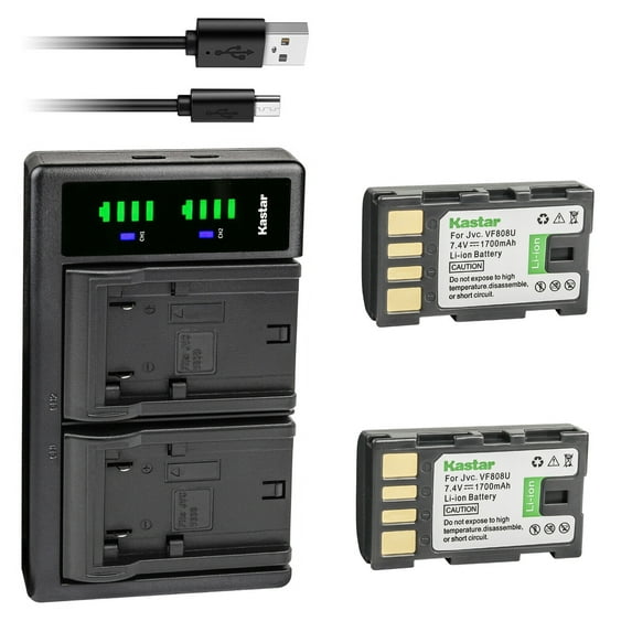 Kastar 2-Pack Battery and LTD2 USB Charger Replacement for JVC GZ-HD300B GZ-HD300BEK GZ-HD300BUS GZ-HD300R GZ-HD300REK GZ-HD300RUS GZ-HD310 GZ-HD320 GZ-HD320AC GZ-HD320BUS GY-HM70 GY-HM100 GY-HM100U