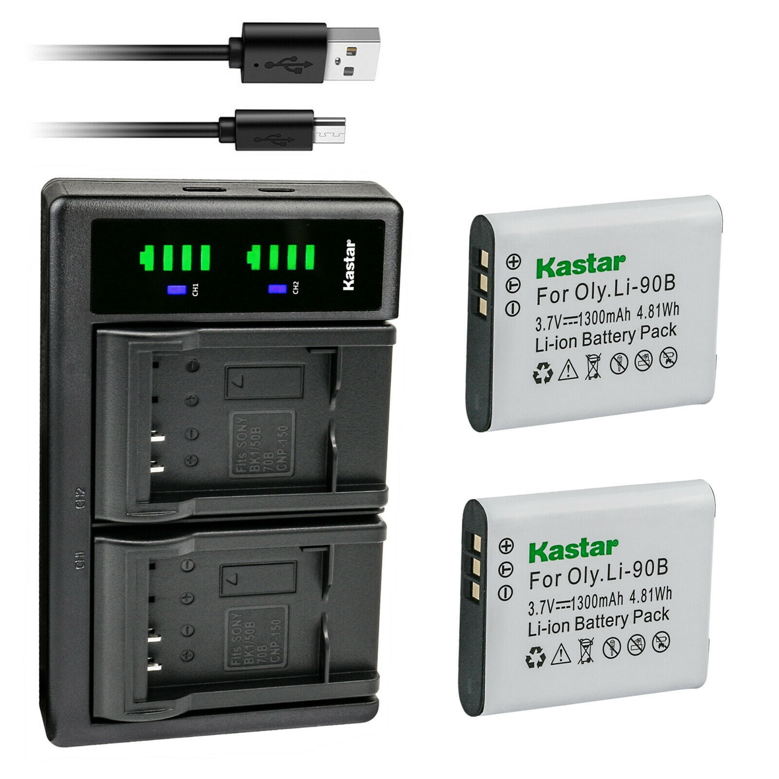 Kastar 2-Pack Battery and LTD2 USB Charger Replacement for Olympus Li ...