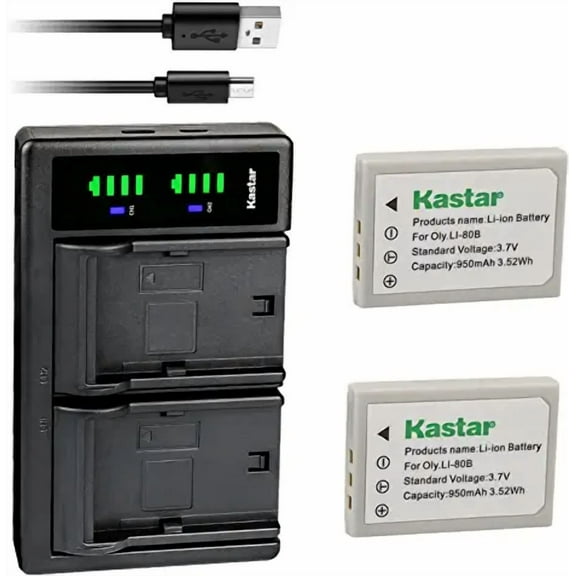 Kastar 2-Pack Battery and LTD2 USB Charger Replacement for MAGINON, DC-6600, DC-6800, Performic S5, Slimline X4, Slimline X5, Slimline X50, Slimline X6, Slimline X60, Slimline XS6, MEDION MD 85700