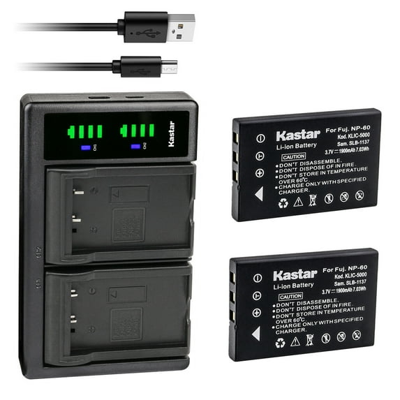 Kastar 2-Pack Battery and LTD2 USB Charger Replacement for V5VP, Z100-LE, Z100-Pro, Z200-LE, Z200-Pro, Z300HD, Z5X5P, Zoom DV, PhotoStar 5633, PhotoStar 6820, PhotoStar N633, PhotoStar N635