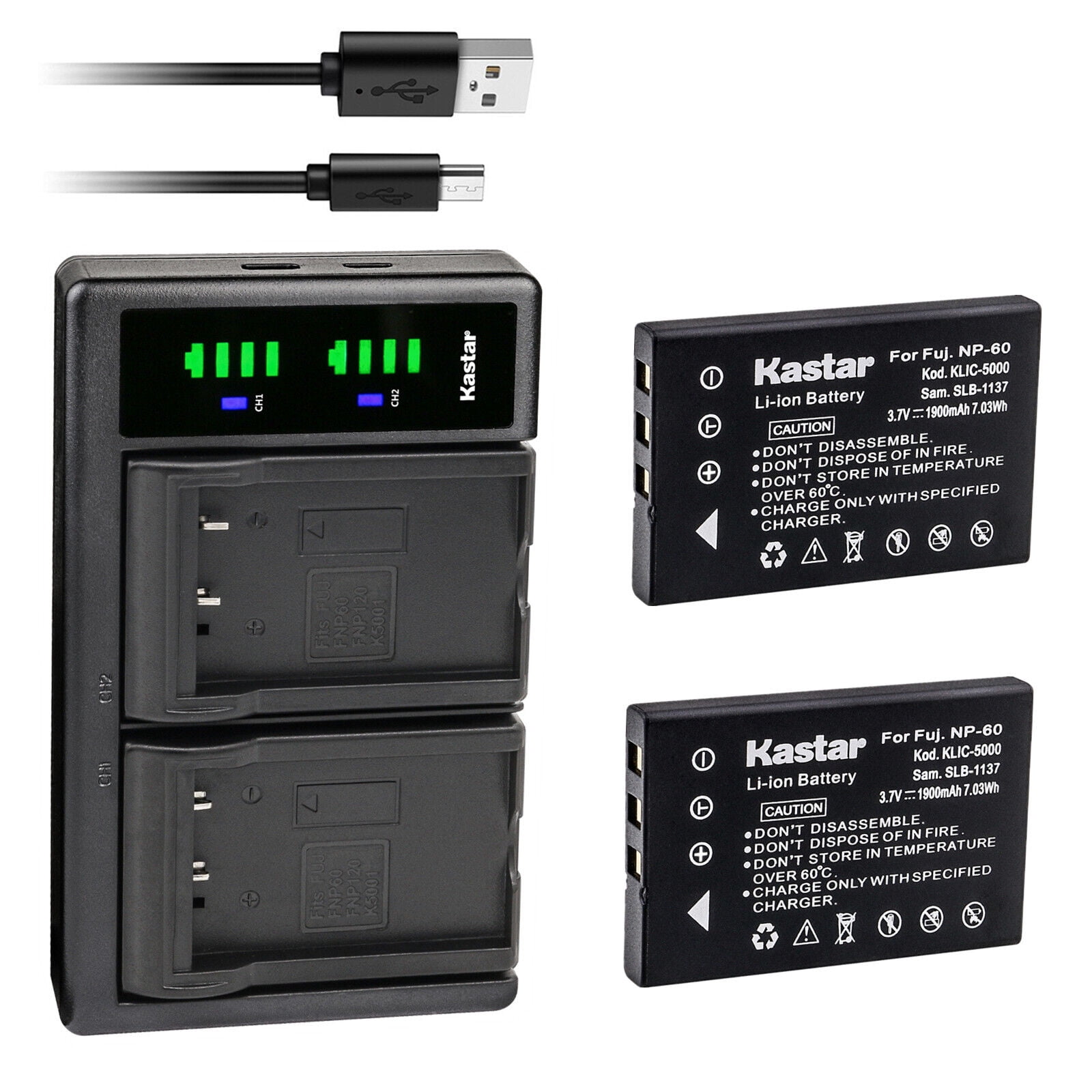 2 Pack Replacement Battery & Charger For Yaesu VX-2R - 1200mAh 3.7V Li-ion, Compatible With FNB-82LI, Includes 1 Charger