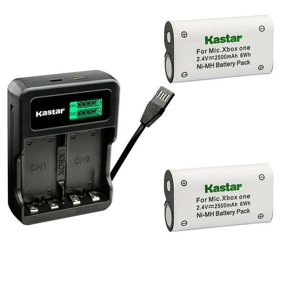Kastar 2-Pack Battery and LZD2 USB Charger Compatible with Xbox One, Xbox One S, Xbox One X, Xbox One X/S, Xbox Series X/S, Xbox One Elite Wireless Controller