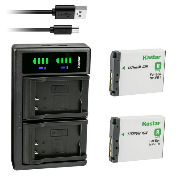 Kastar 2-Pack Battery NP-FR1 and LTD2 USB Charger Replacement for Sony Cyber-Shot DSC-P100PP, Cyber-Shot DSC-P100/R, Cyber-Shot DSC-P100/S, Cyber-Shot DSC-P120, Cyber-Shot DSC-P150 DSC-P150/B Camera