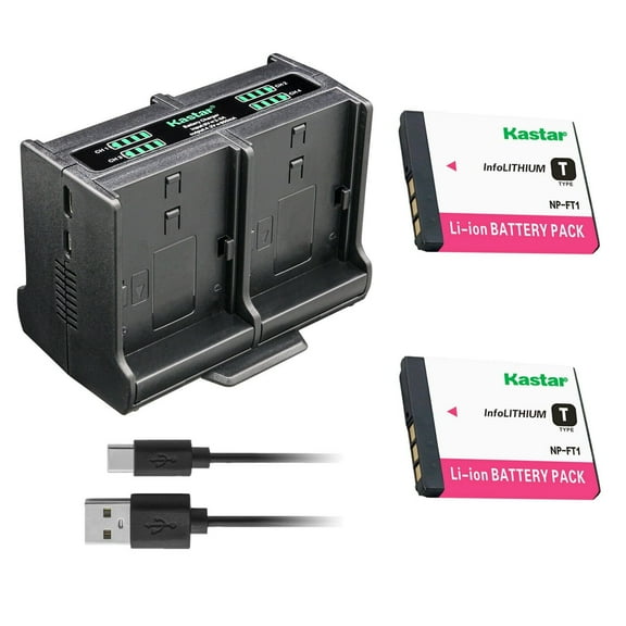 Kastar 2-Pack Battery and Quadruple Charger Compatible with Sony Cyber-shot DSC-T1, DSC-T3, DSC-T3/B, DSC-T3S, DSC-T5, DSC-T5/B, DSC-T5/N, DSC-T5/R, DSC-T9 Digital Camera