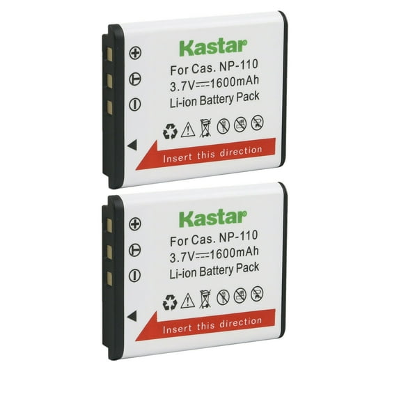 Kastar 2-Pack Battery Replacement for Casio NP-110 NP-160 Battery, Exilim EX-ZR20, Exilim EX-FC500S, Exilim EX-ZR50, EX-ZR55, Exilim EX-ZR60, Exilim EX-ZR65, Exilim EX-ZR70, Exilim EX-ZS220 Cameras