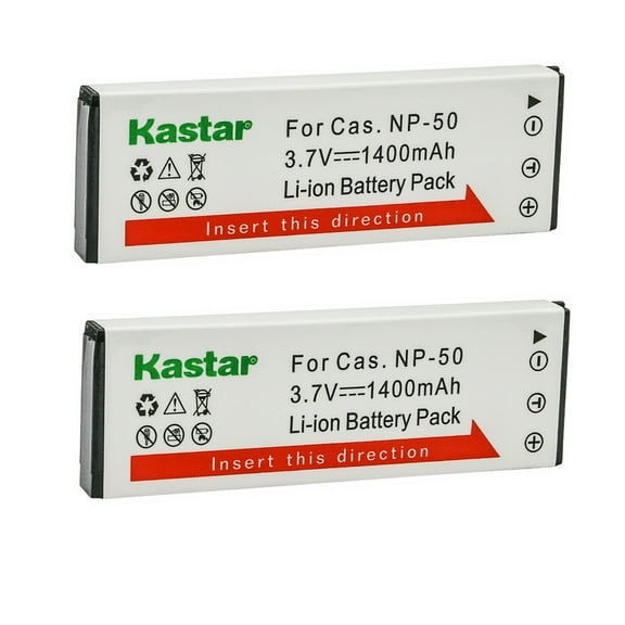 Kastar 2-Pack Battery Replacement for Casio NP-50 CNP-50 CNP50 NP-50DBA Battery, Casio Exilim Hi-Zoom EX-V7, Exilim Hi-Zoom EX-V7SR, Exilim Hi-Zoom EX-V8, Exilim Hi-Zoom EX-V8SR Cameras