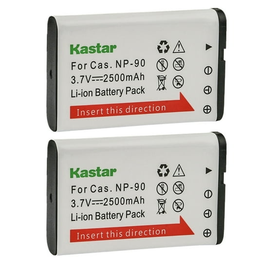 Kastar 2-Pack Battery Replacement for Casio NP-90 NP-90DBA Battery, BC-90L Charger, Casio Exilim EX-FH100 EX-FH100BK, Exilim EX-H10, Exilim EX-H15, Exilim EX-H20 EX-H20G EX-H20GBK EX-H20GSR Cameras