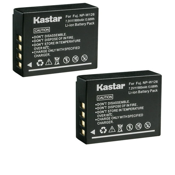 Kastar 2-Pack Battery Replacement for Fujifilm NP-W126 NP-W126s Battery, BC-W126 Charger, Fujifilm X100F X100V HS30EXR HS33EXR HS35EXR HS50EXR X-PRO1 X-PRO2 X-A1 X-A2 X-A3 X-A5 X-A7 X-A10 Camera
