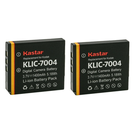 Kastar 2-Pack Battery Replacement for Kodak KLIC-7004 K7004 Battery, Kodak K7700 Charger, PLAYSPORT, PLAYTOUCH, PlayFull Dual, Zi8, Zi10, Zi12, Zx3, EasyShare V1273 Cameras