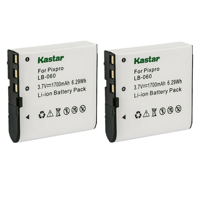 Kastar 2-Pack Battery and Ltd2 USB Charger Replacement for Kodak LB-060 LB060 Battery, Kodak Pixpro AZ525, Pixpro AZ526, Pixpro AZ527, Pixpro AZ528