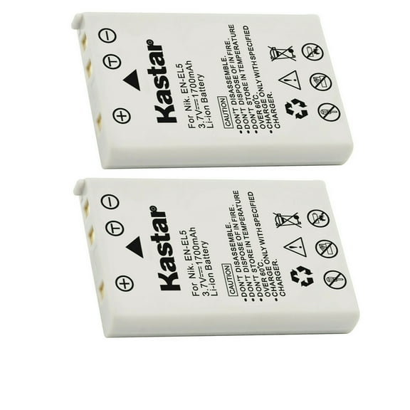 Kastar 2-Pack Battery Replacement for Nikon EN-EL5 Battery, MH-61 Charger, Nikon Coolpix P500, Coolpix P510, Coolpix P520, Coolpix P530, Coolpix P5000, Coolpix P5100, Coolpix P6000, Coolpix S10 Camera