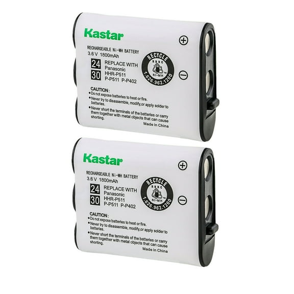 Kastar 2-Pack Battery Replacement for Panasonic KX-TGA270 KX-TGA270S KX-TGA273 KX-TGA273S KX-TGA290 KX-TGA290B KX-TGA510 KX-TGA510M, MURAPHONE HHRP402 KX372 KX376 KX377 KXFPG371 KXFPG381