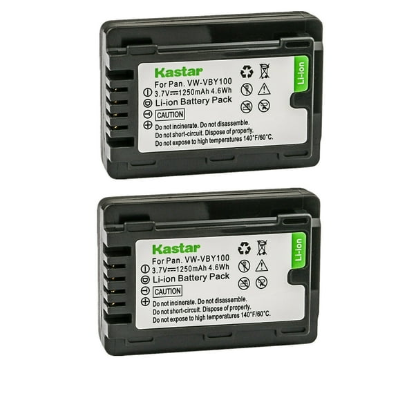 Kastar 2-Pack Battery Replacement for Panasonic VW-VBY100 Battery, Panasonic HC-V110, HC-V110G, HC-V110GK, HC-V110K, HC-V110P, HC-V110P-K , HC-V130, HC-V130K , HC-V201, HC-V201K Cameras
