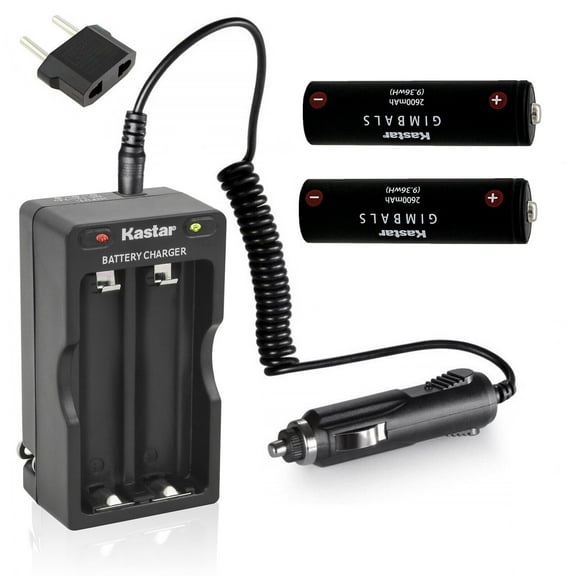 Kastar 2-Pack Battery + Travel Charger Kit Replacement for GMB-B117 Battery, GMB-B118 Battery, Feiyu AK2000 Gimbal Stabilizer, Feiyu AK4000 Gimbal Stabilizer, Feiyu AK4500 Gimbal Stabilizer