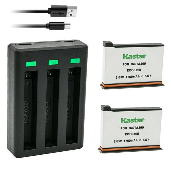 Kastar 2-Pack Battery and Triple USB Charger Compatible with Insta 360 ONE X2 Rechargeable Lithium Polymer Battery, Insta360 ONE X2 Action Camera (Non-Waterproof)