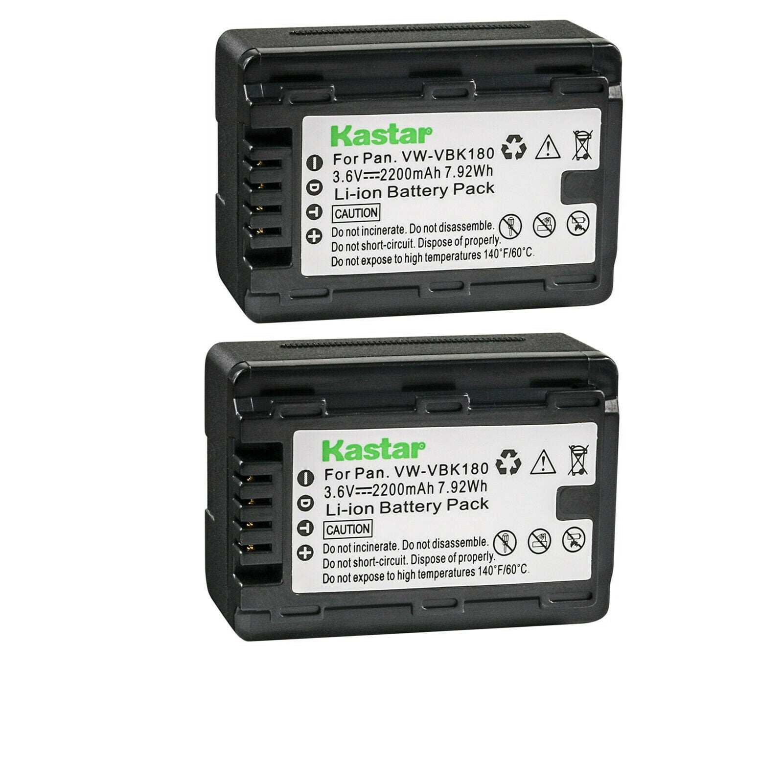 Batteria per videocamera sostituisce Panasonic VW-VBK180-K, VW-VBK180 - 1600mAh