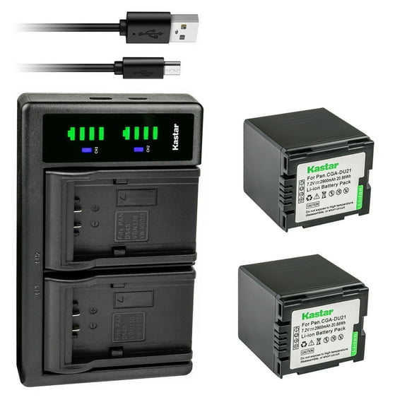 Kastar 2-Pack CGA-DU21 Battery and LTD2 USB Charger Compatible with Panasonic PV-GS50, PV-GS55, PV-GS59, PV-GS65, PV-GS70, PV-GS75, PV-GS80, PV-GS83, PV-GS85, PV-GS120, PV-GS150, PV-GS180 Camera
