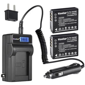 Kastar 2-Pack CGA-S007 Battery and LCD AC Charger Compatible with Panasonic LUMIX DMC-TZ5S, LUMIX DMC-TZ11, LUMIX DMC-TZ15, LUMIX DMC-TZ50, LUMIX DMC-TZ50K, LUMIX DMC-TZ50S, CGR-S007, DMW-BCD10