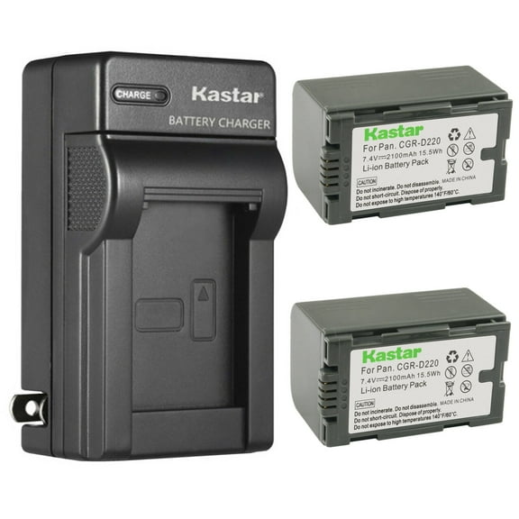 Kastar 2-Pack CGR-D16 Battery and AC Wall Charger Replacement for Panasonic CGR-D16R, CGR-D16S, CGR-D16SE/1B, CGR-D220, CGR-D220A/1B, CGR-D220E/1B, CGA-D28, CGA-D28A/1B, CGA-D28R, CGA-D28S attery
