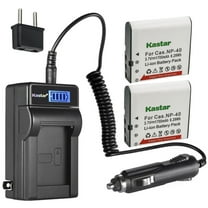 Kastar 2-Pack CNP-40 Battery and LCD AC Charger Compatible with Casio NP-40, Exilim Zoom EX-Z55, Exilim Zoom EX-Z57, Exilim Zoom EX-Z600, Exilim Zoom EX-Z650, PRO EX-Z700, PRO EX-Z750, PRO EX-Z850