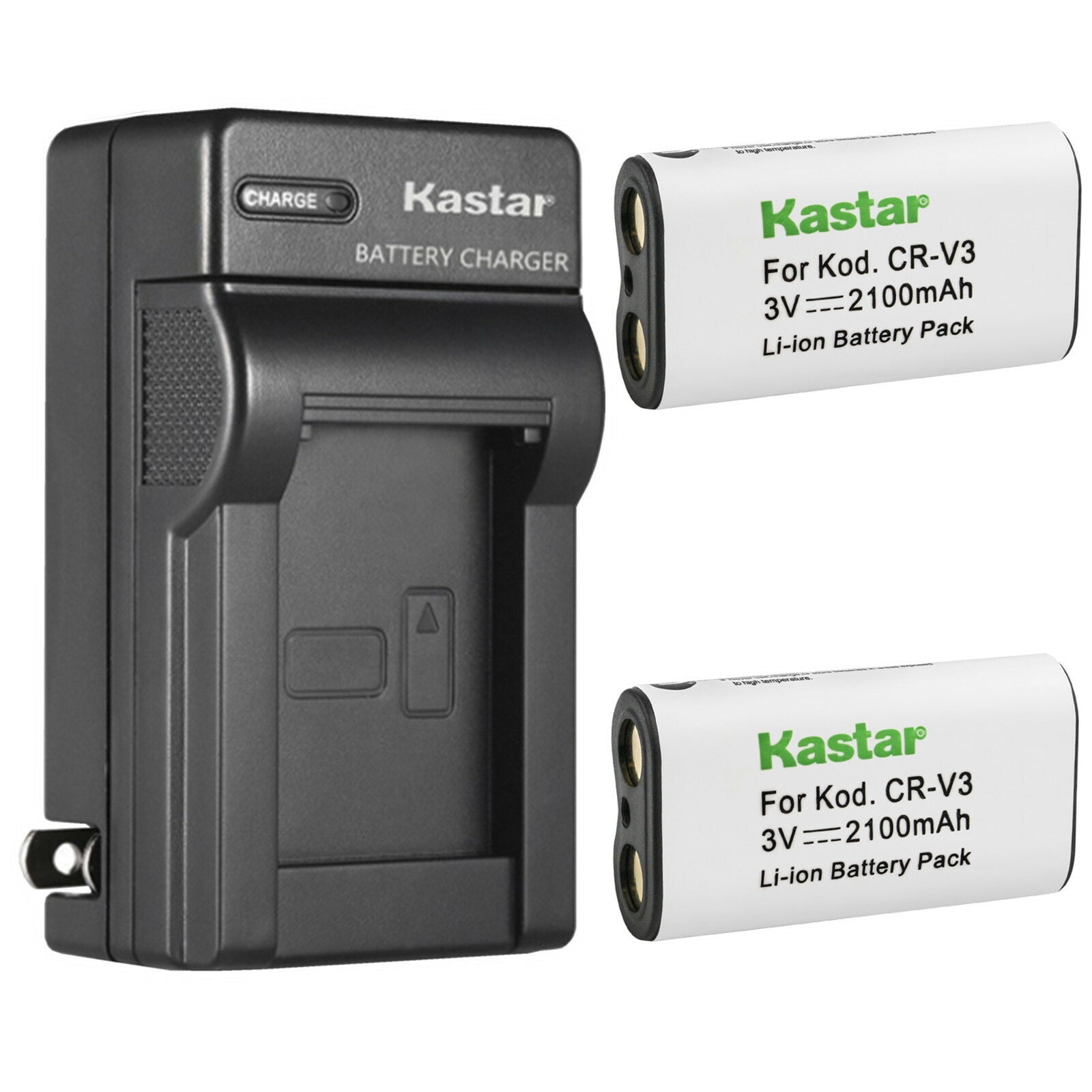 Kastar 3-Pack Battery and AC Wall Charger Replacement for