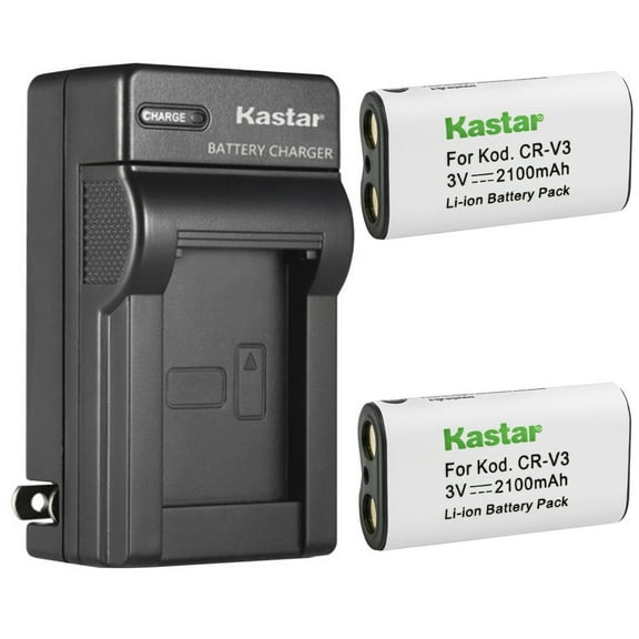 Kastar 2-Pack CR-V3 Battery and AC Wall Charger Replacement for Nikon CoolPix 2100, CoolPix 2200, CoolPix 3100, CoolPix 3200, CoolPix 3700, CoolPix 4100, CoolPix 600, CoolPix 700, CoolPix 800